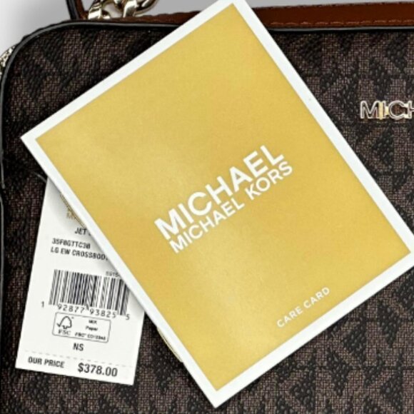 Michael Kors Jet Set Saffiano Leather Crossbody Bag Brown and Tan - Picture 4 of 4